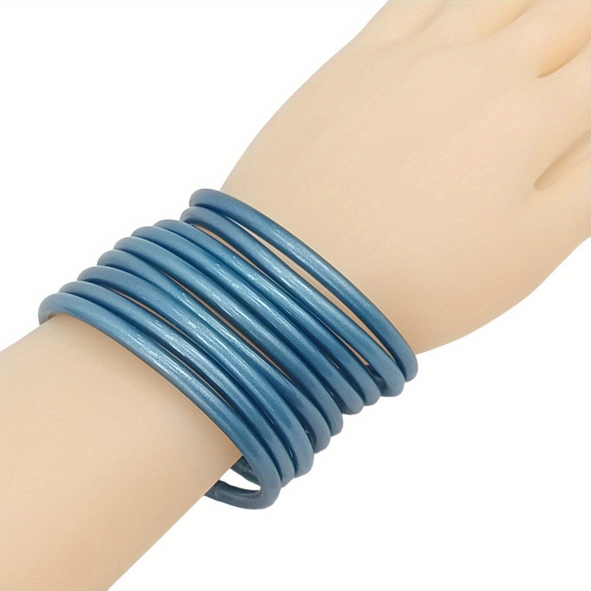 Teal Glitter Silicone Bangle Set