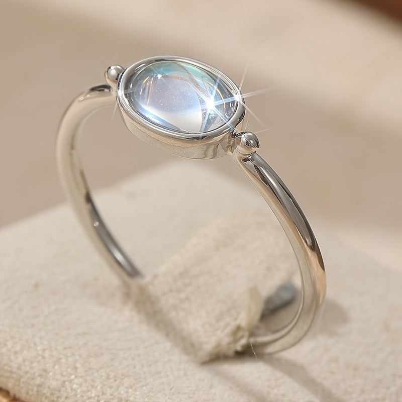 Iridescent Oval Moonstone Ring