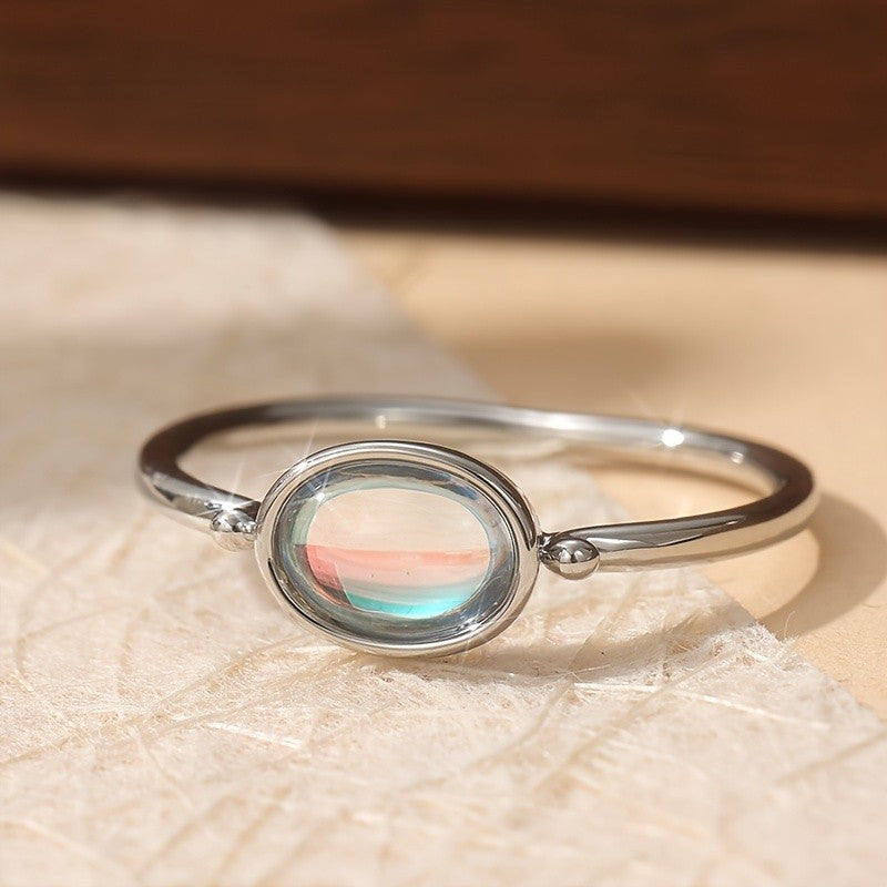 Iridescent Oval Moonstone Ring