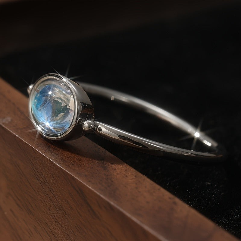 Iridescent Oval Moonstone Ring