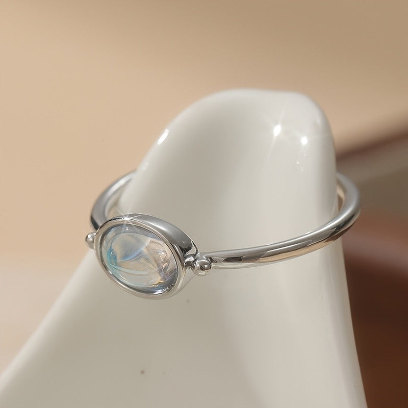 Iridescent Oval Moonstone Ring