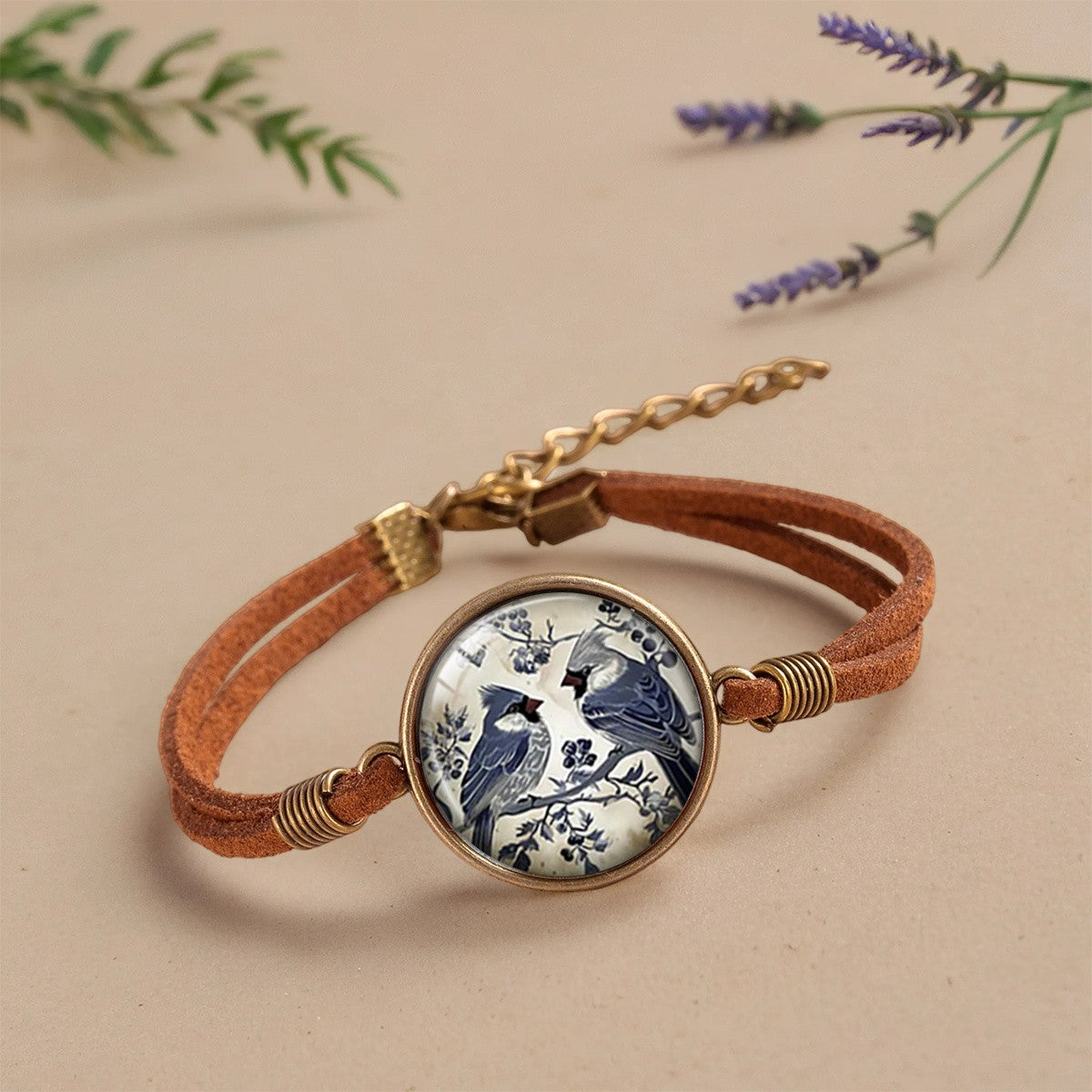 Blue Bird Art Cabochon Bracelet