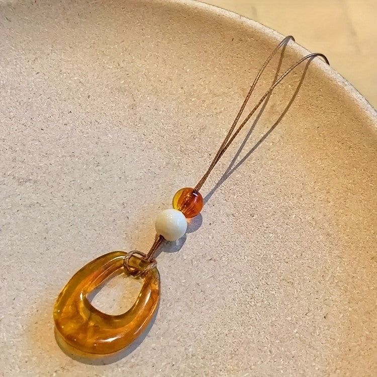 Amber Resin Hollow Oval Necklace