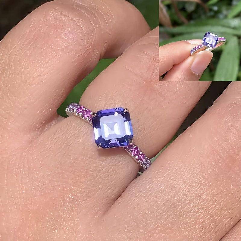 Purple Square Stone Ring