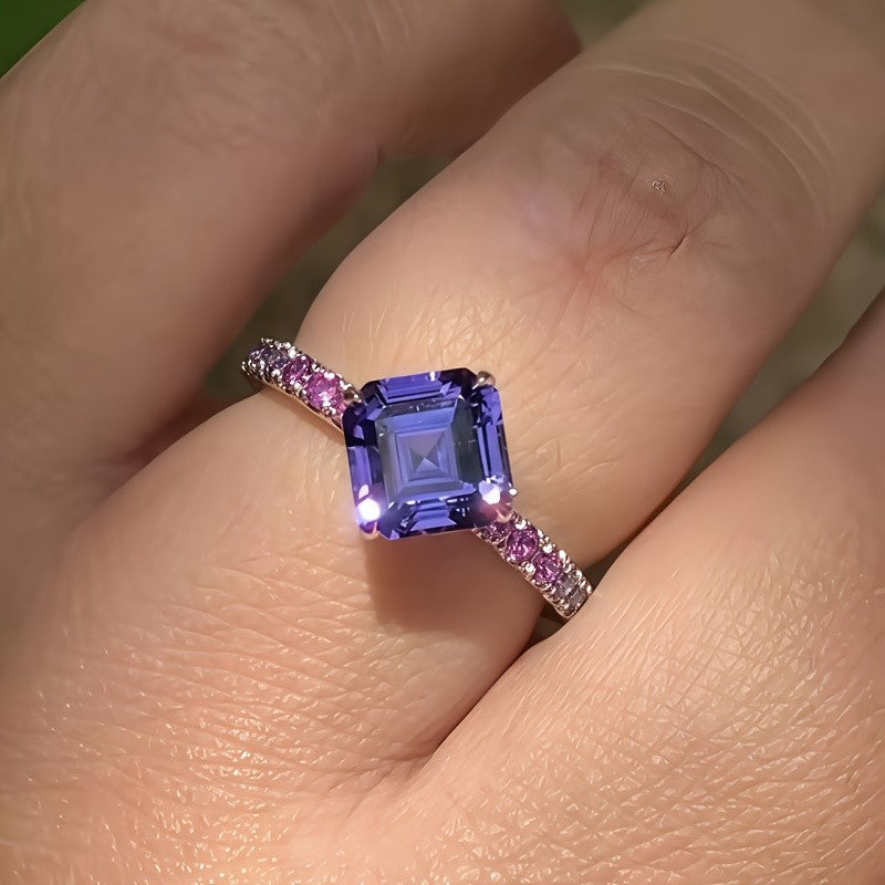 Purple Square Stone Ring