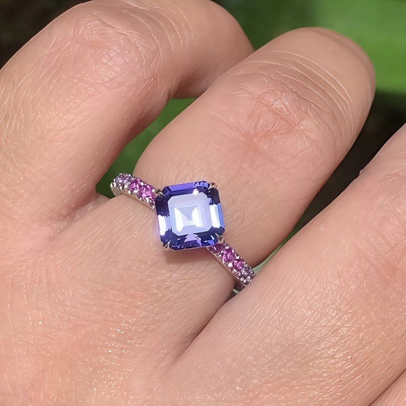 Purple Square Stone Ring