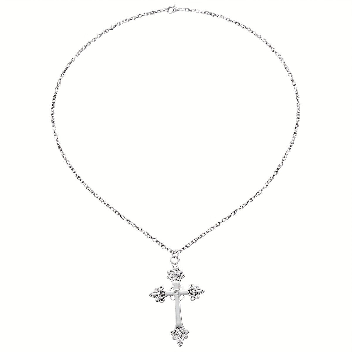 Ornate Fleur-de-Lis Cross Necklace