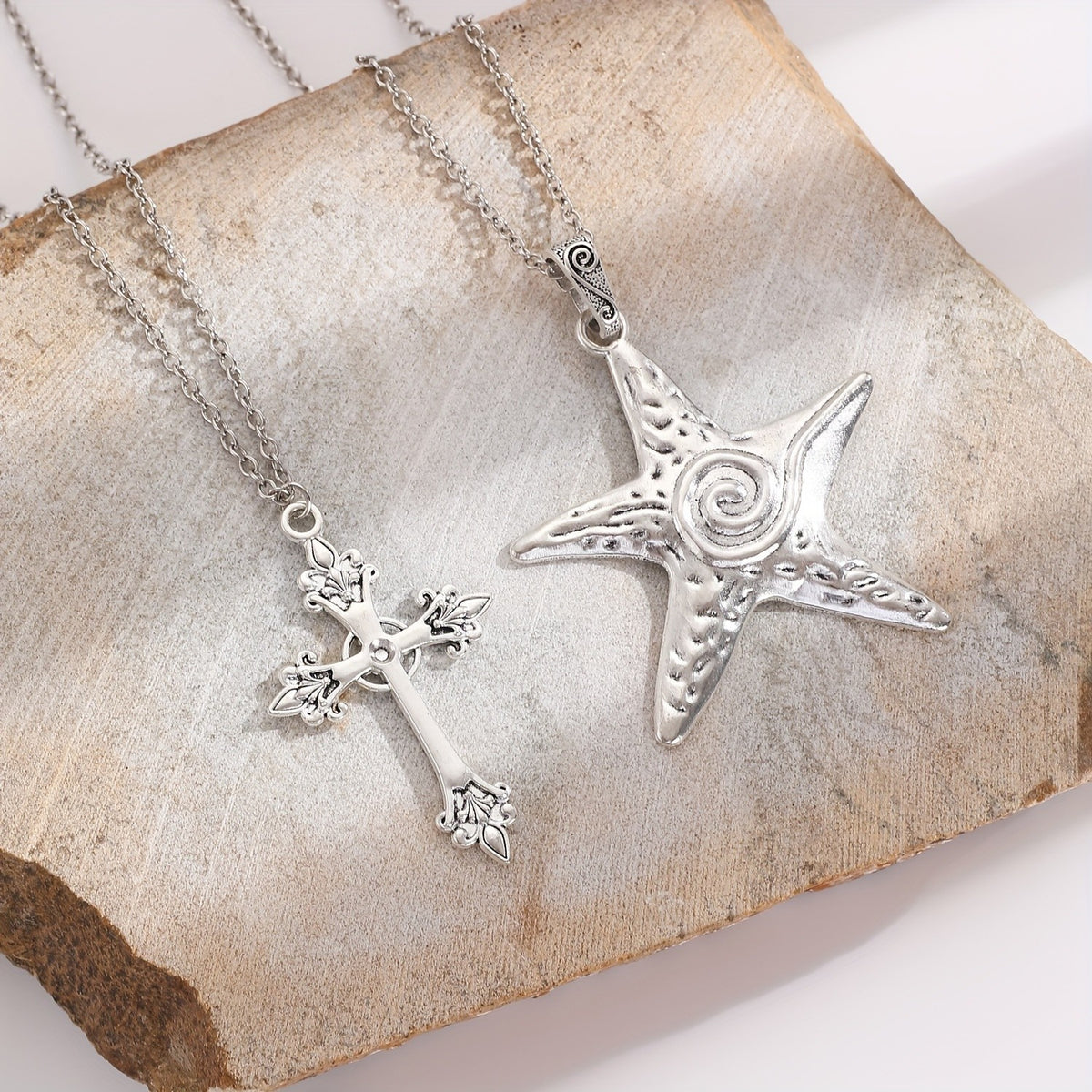 Ornate Fleur-de-Lis Cross Necklace