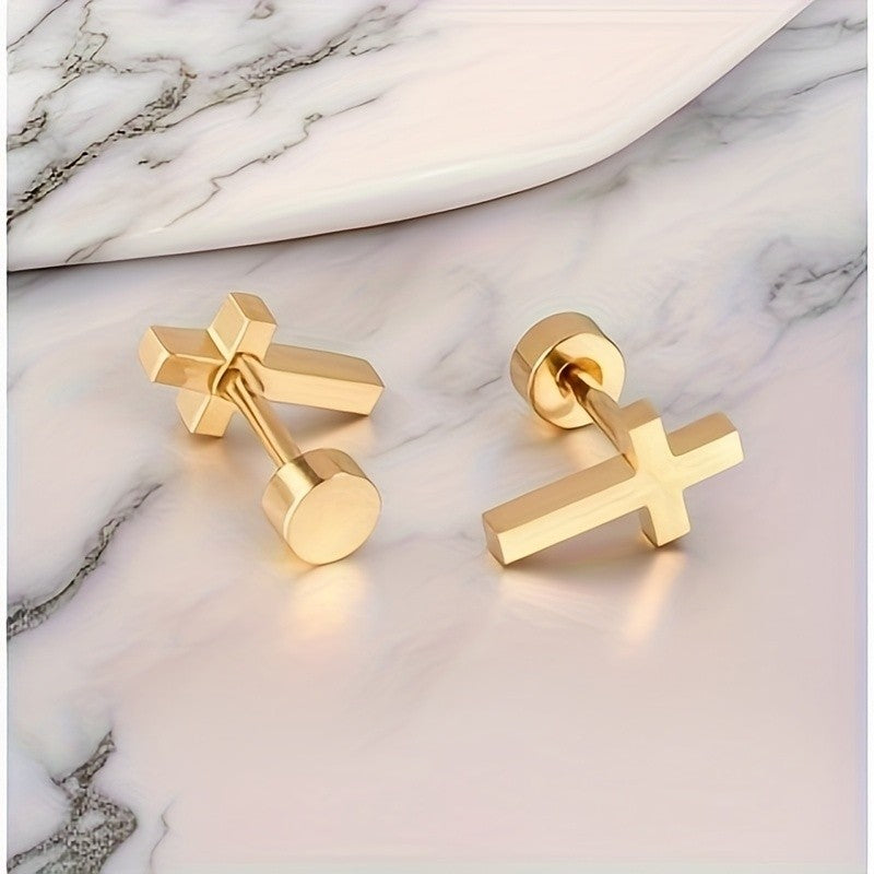 Geometric Cross Stud Earrings