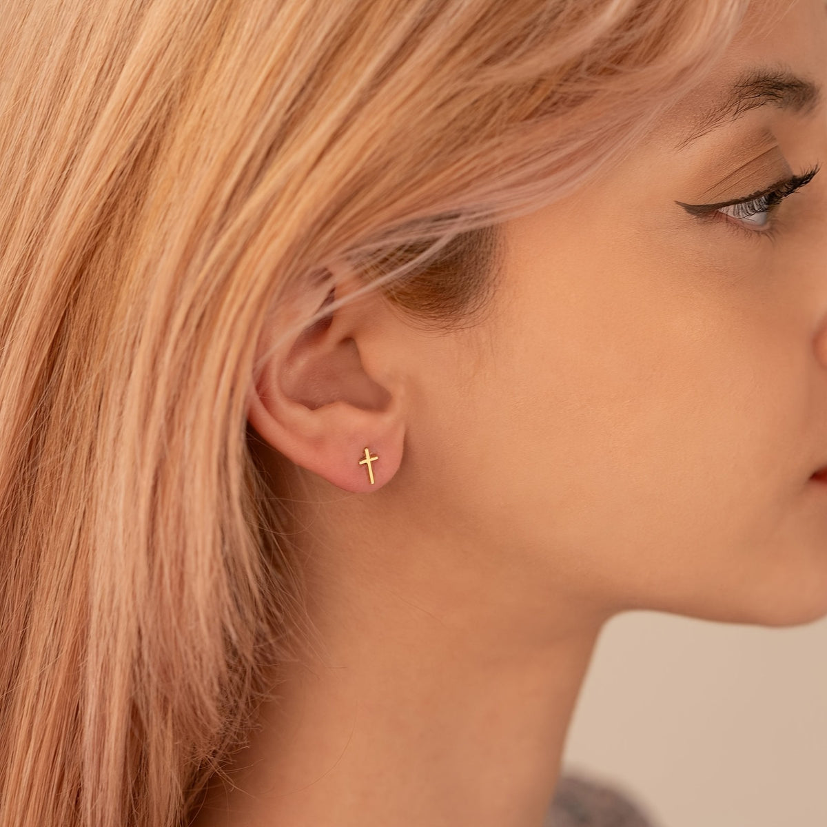 Geometric Cross Stud Earrings