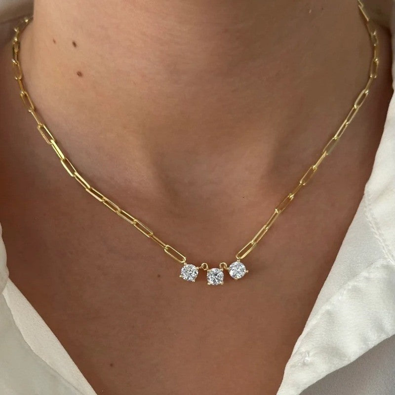 Three Stone Link Necklace