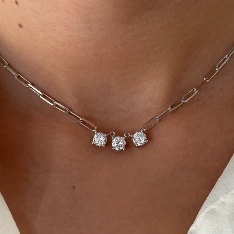 Three Stone Link Necklace