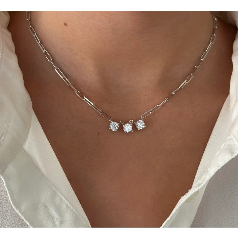 Three Stone Link Necklace