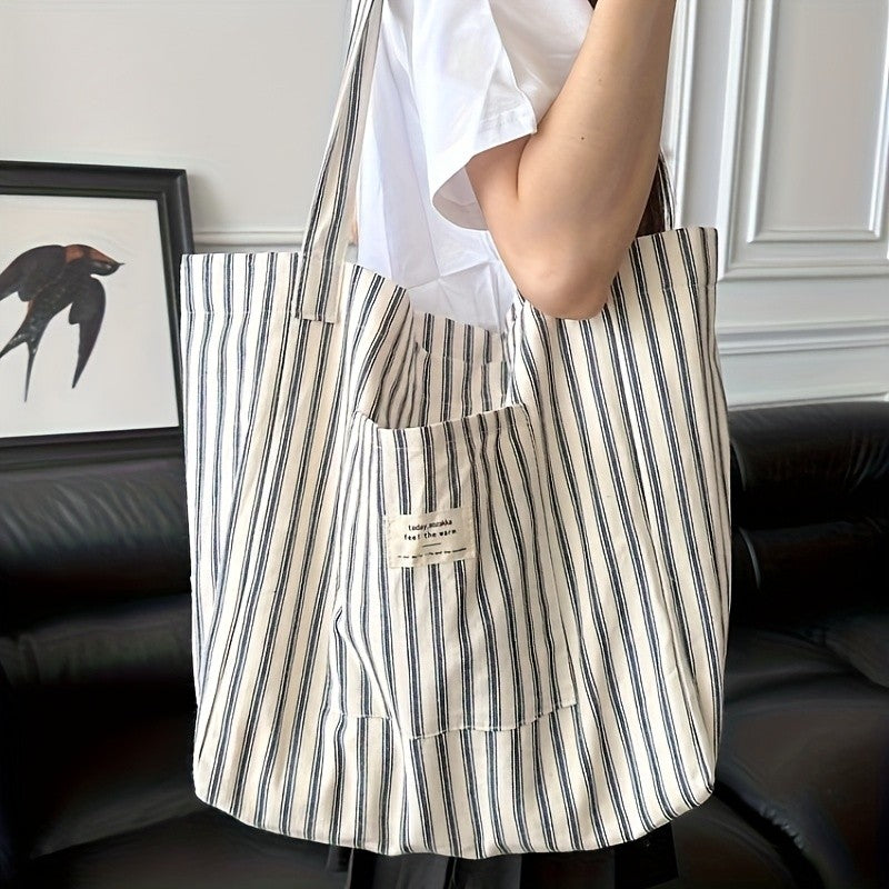 Red Striped Canvas Tote