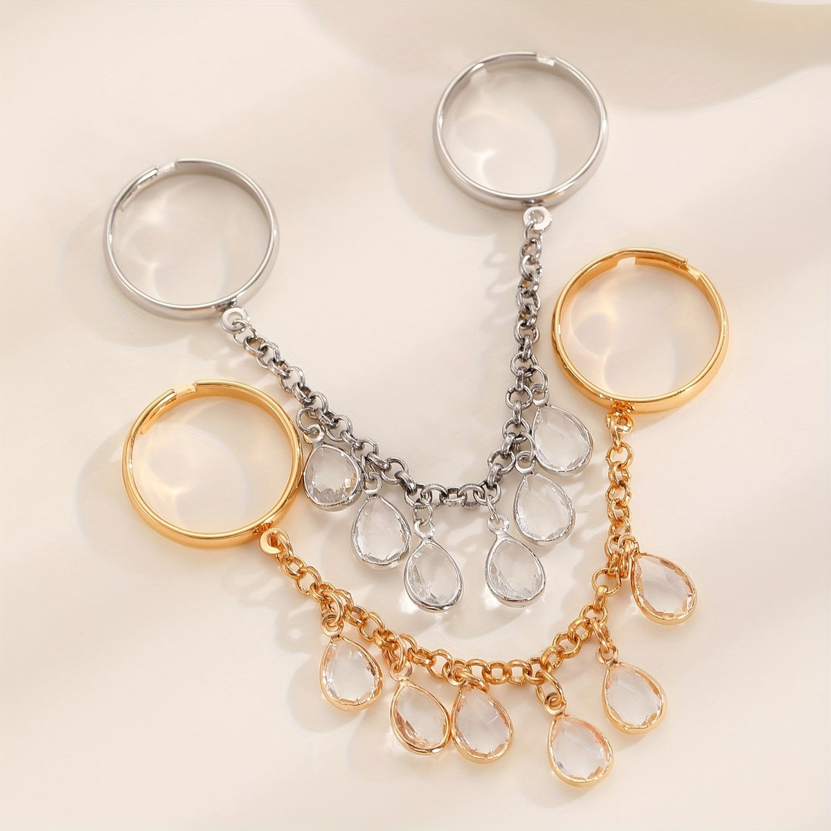Cascading Zircon Drop Chain Ring