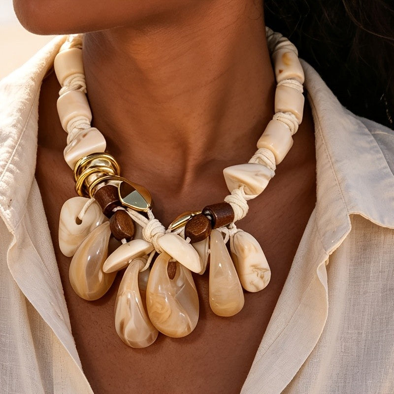 Cream Teardrop Statement Necklace