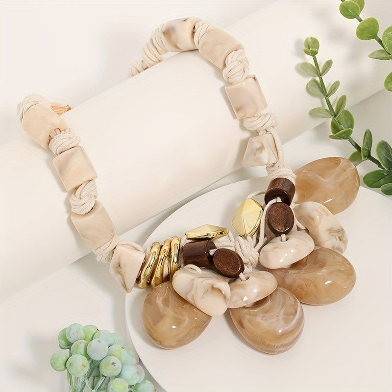 Cream Teardrop Statement Necklace