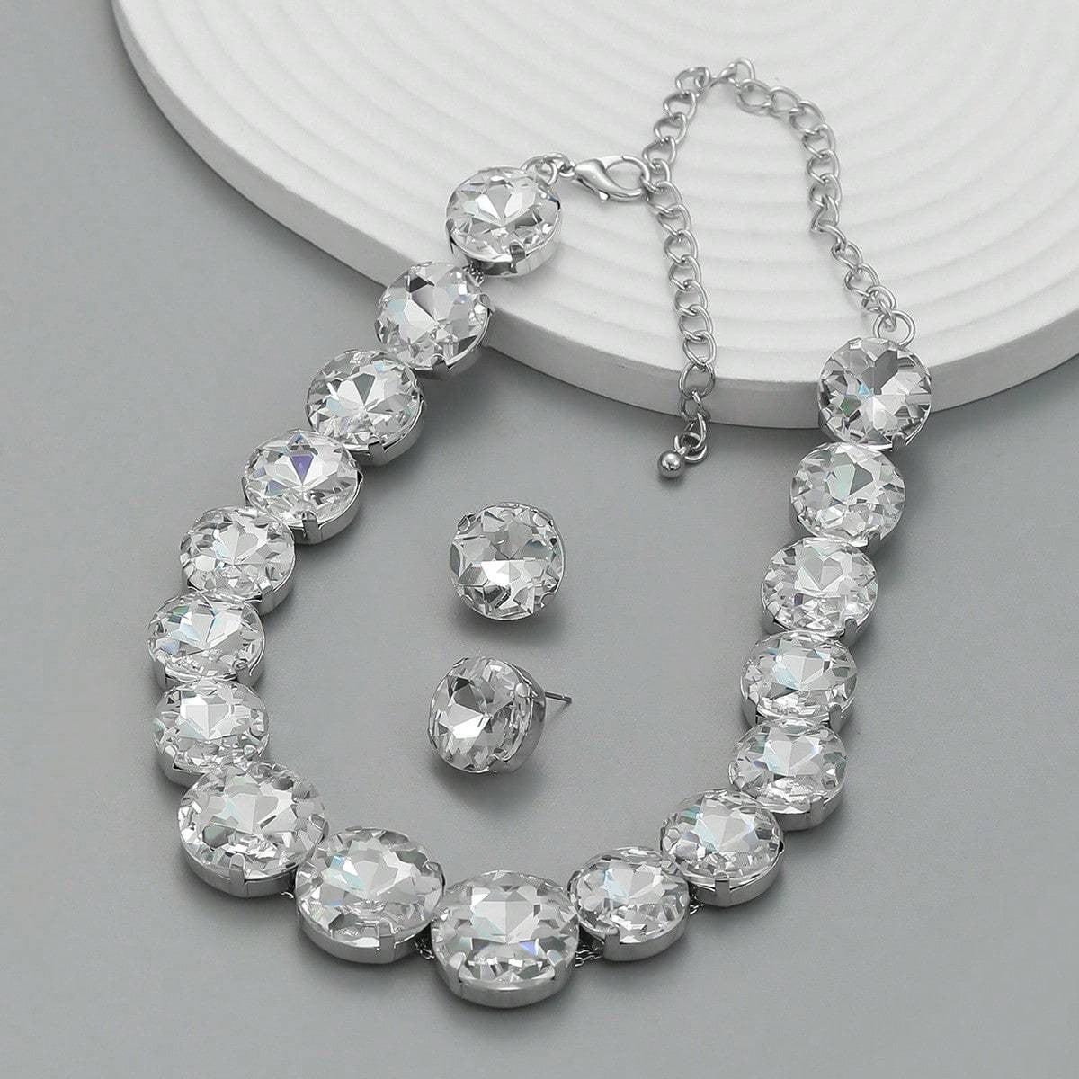 Iridescent Crystal Collar Necklace Set