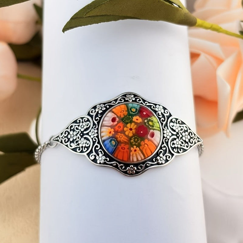 Floral Millefiori Leaf Bracelet