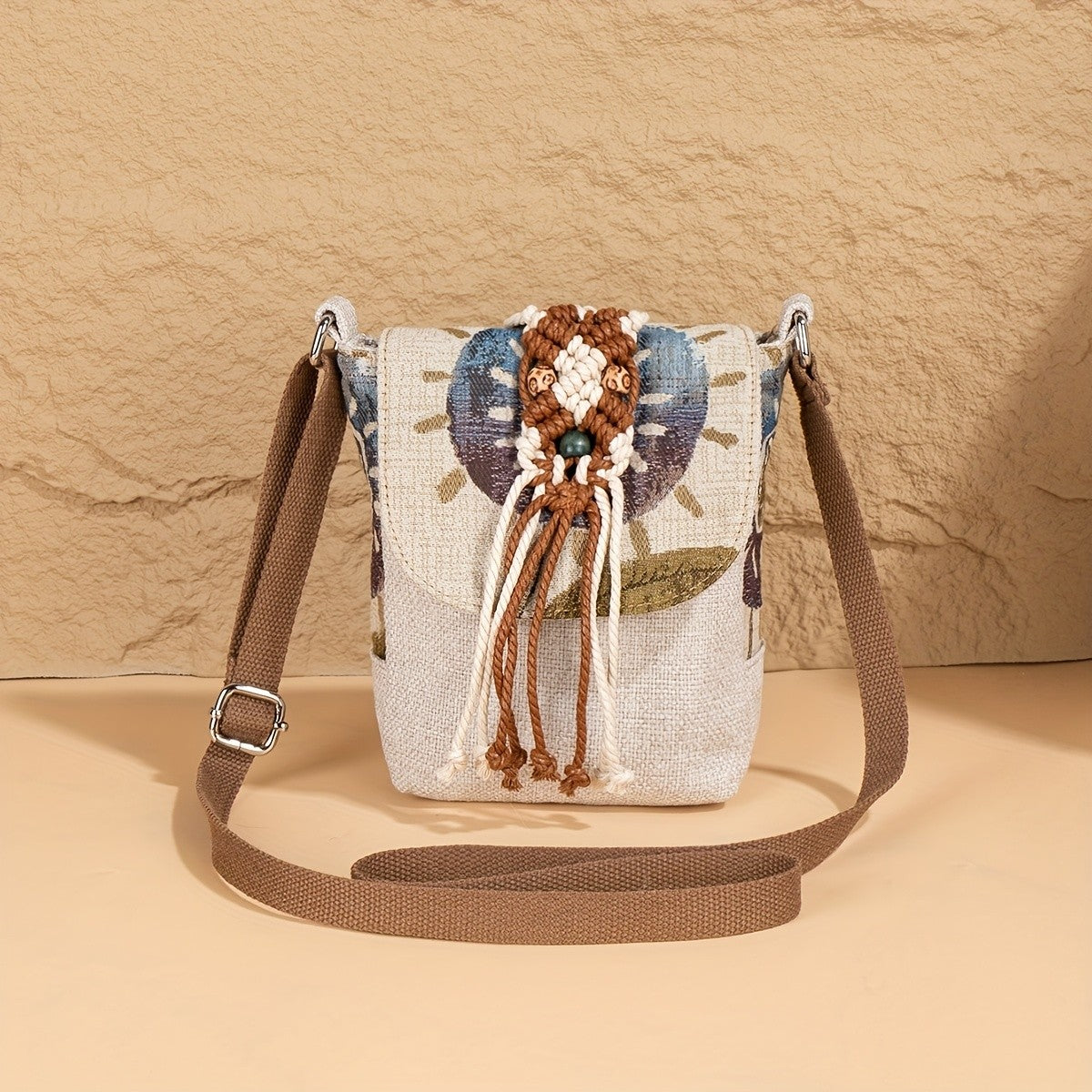 Macrame Flower Crossbody Bag