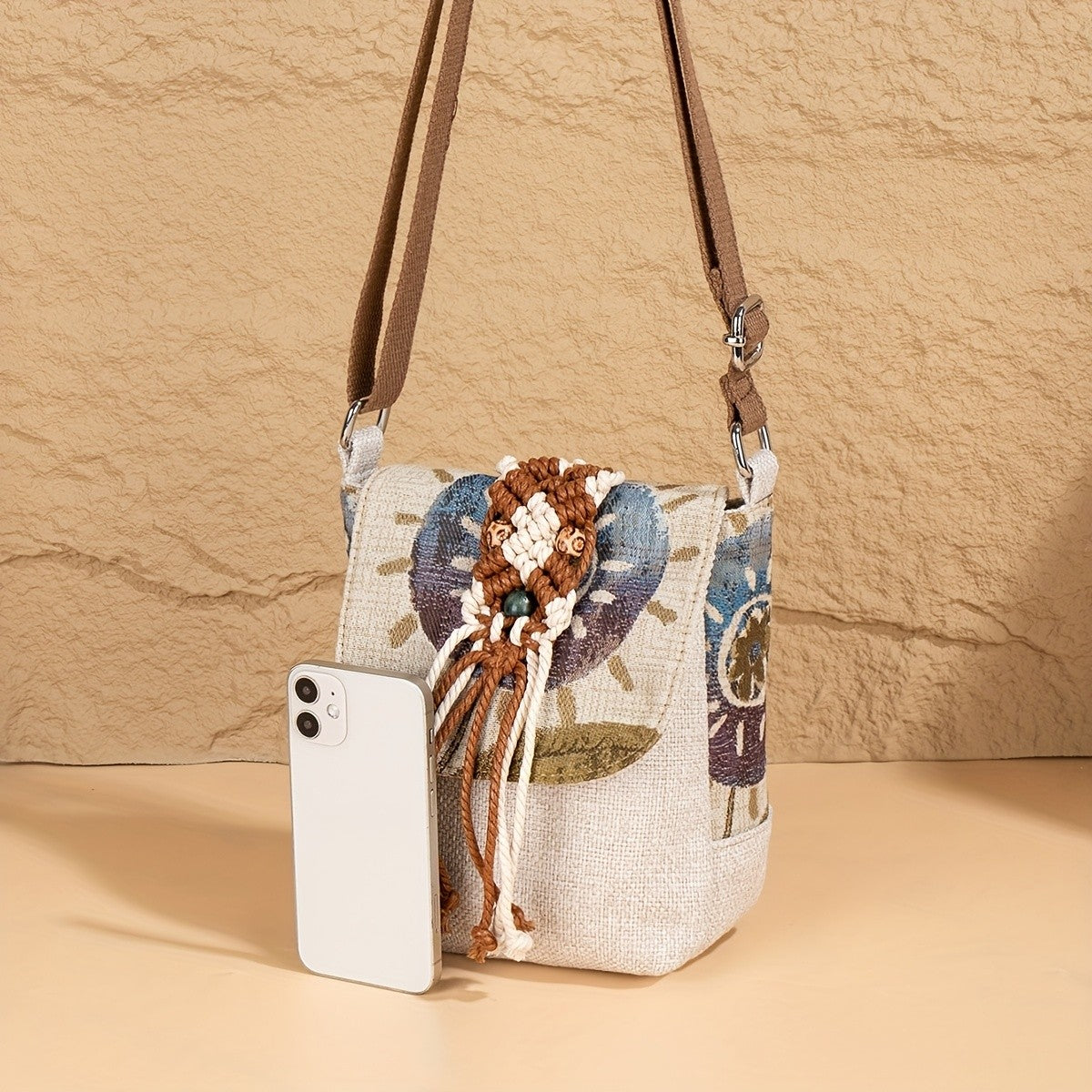Macrame Flower Crossbody Bag