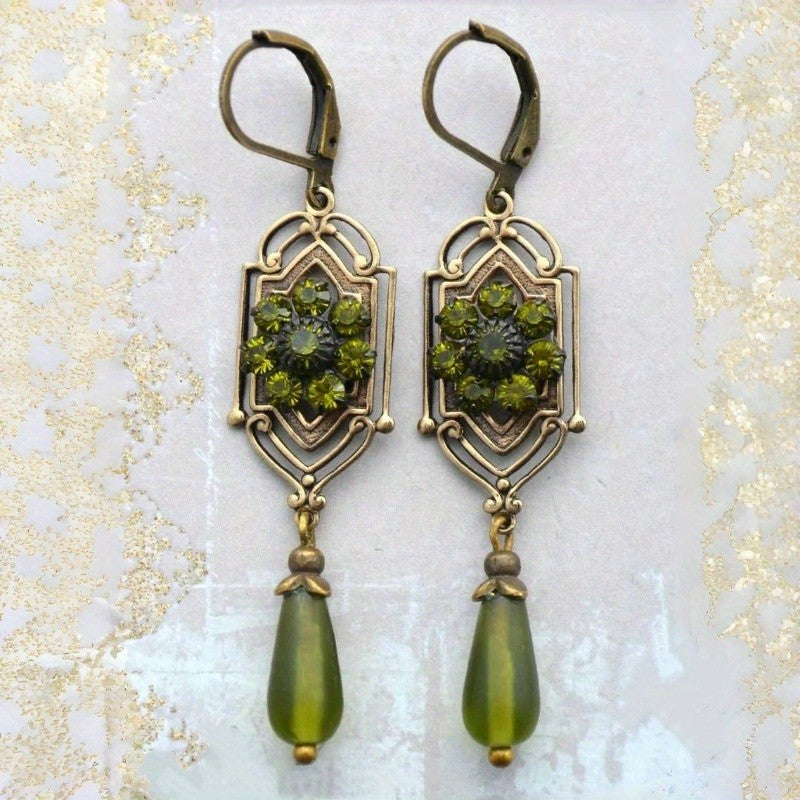 Green Zircon Drop Earrings