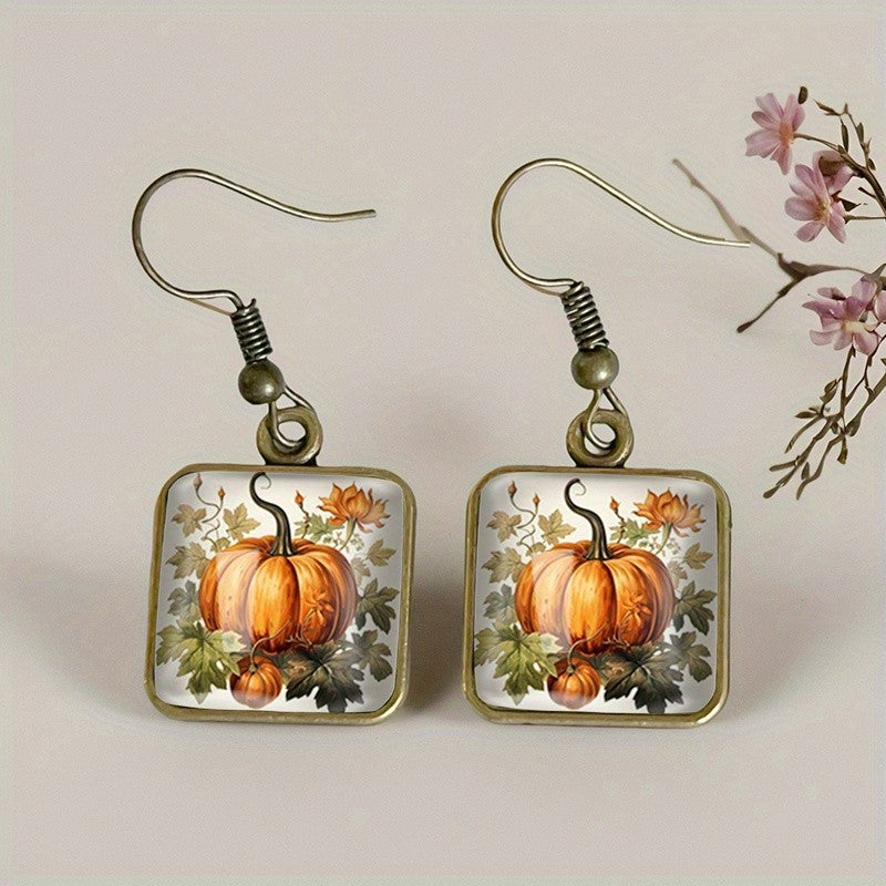 Pumpkin & Vine Square Earrings