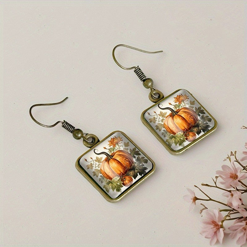 Pumpkin & Vine Square Earrings