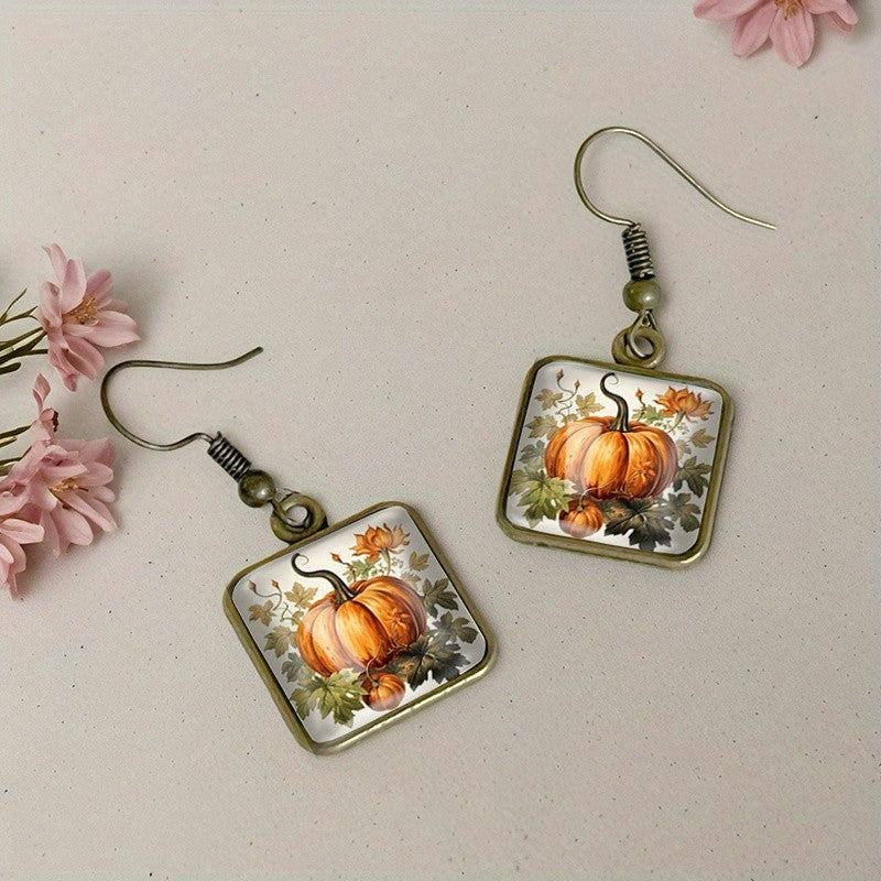 Pumpkin & Vine Square Earrings
