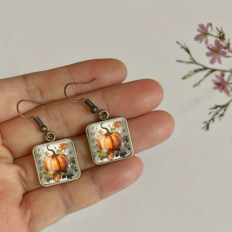 Pumpkin & Vine Square Earrings