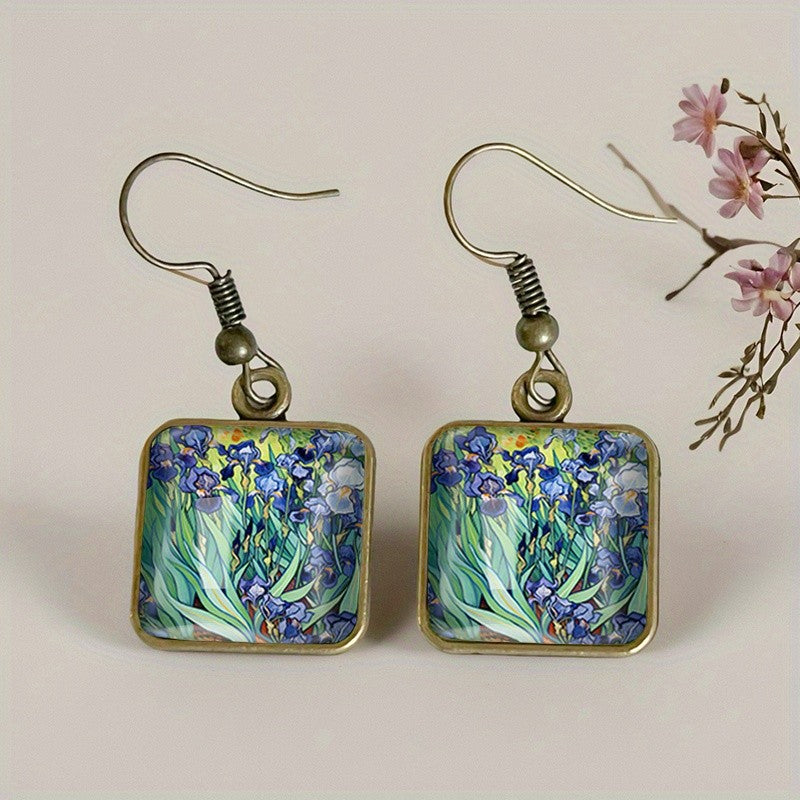 Blue Iris Square Earrings