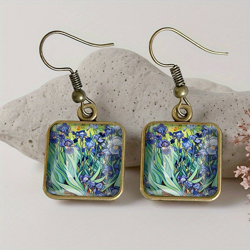 Blue Iris Square Earrings