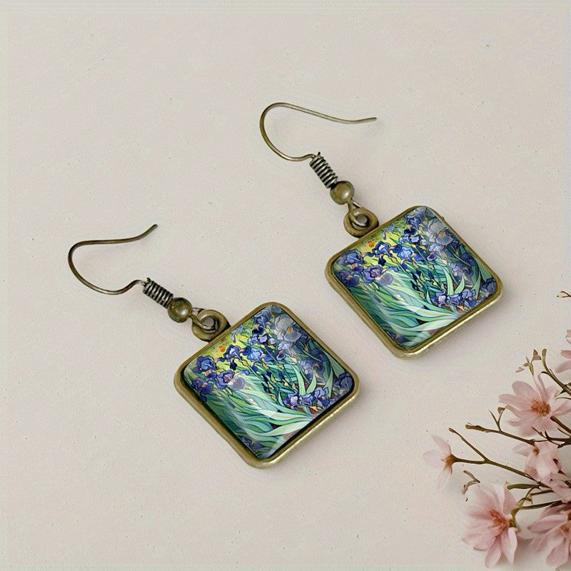 Blue Iris Square Earrings
