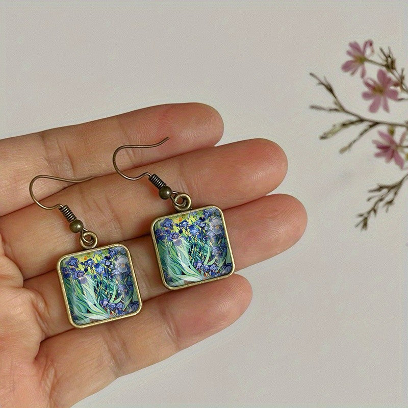 Blue Iris Square Earrings
