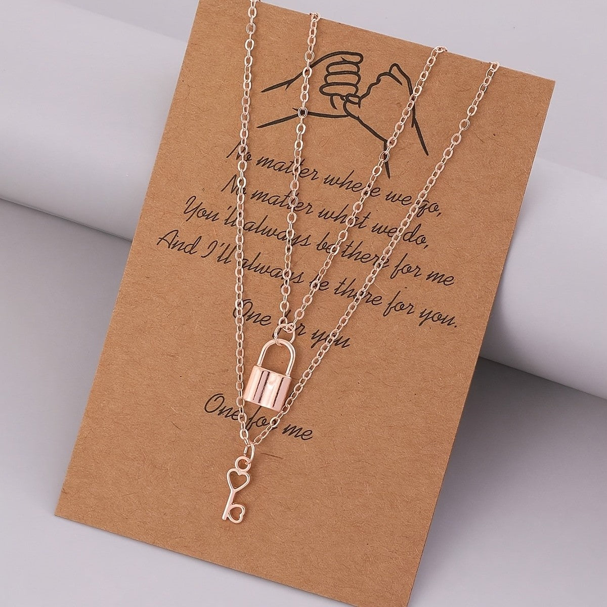 Lock & Heart Key Necklace Set