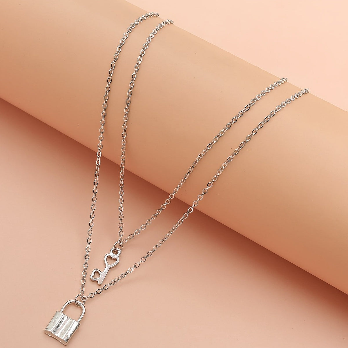 Lock & Heart Key Necklace Set