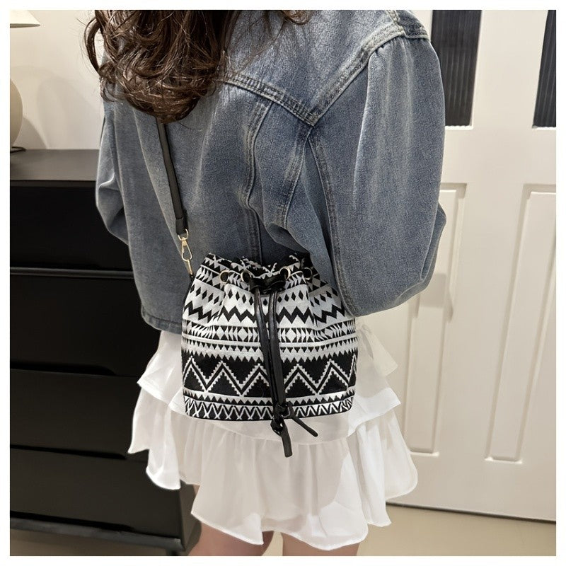 Floral Embroidered Bucket Bag