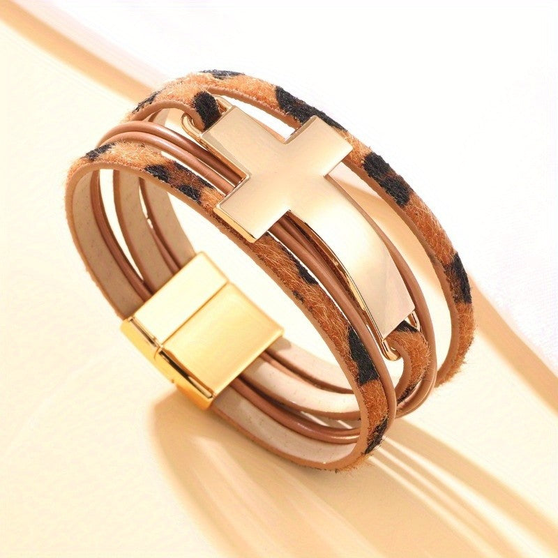 Animal Print Cross Wrap Bracelet
