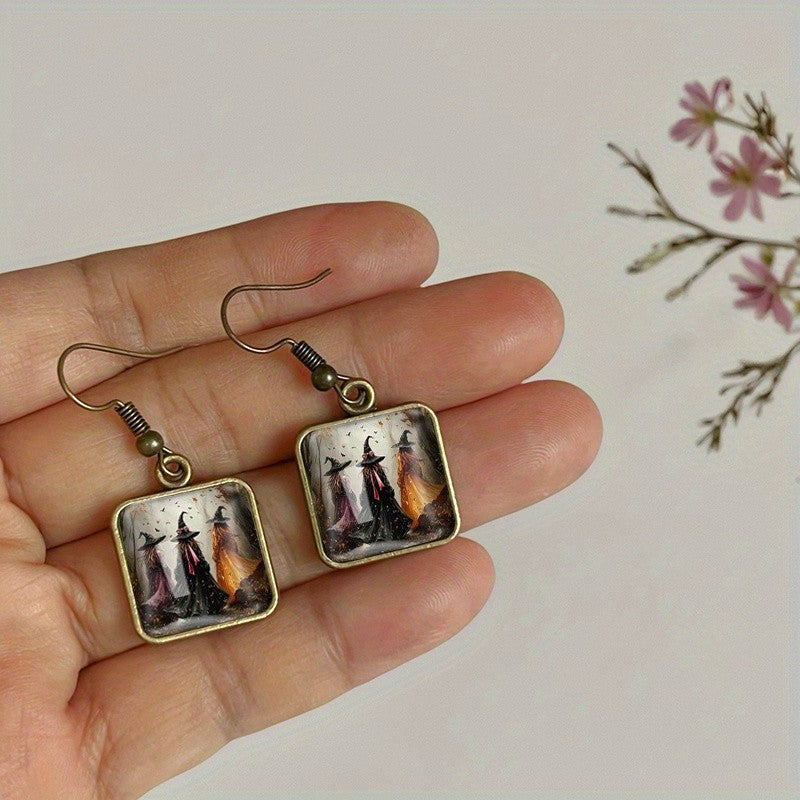 Three Witches Square Earrings