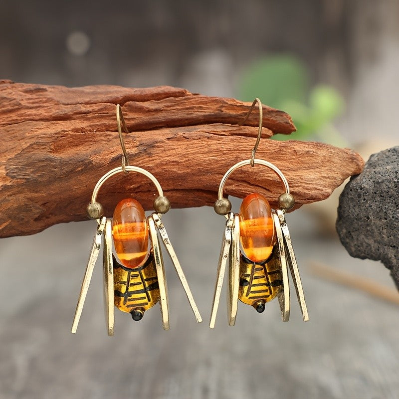 Amber Bee Drop Earrings