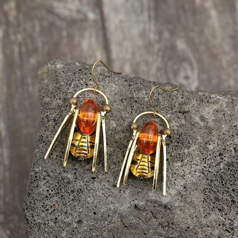 Amber Bee Drop Earrings