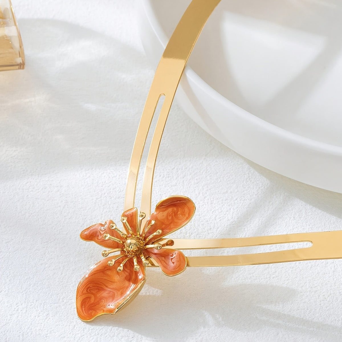 Orange Flower Collar Necklace