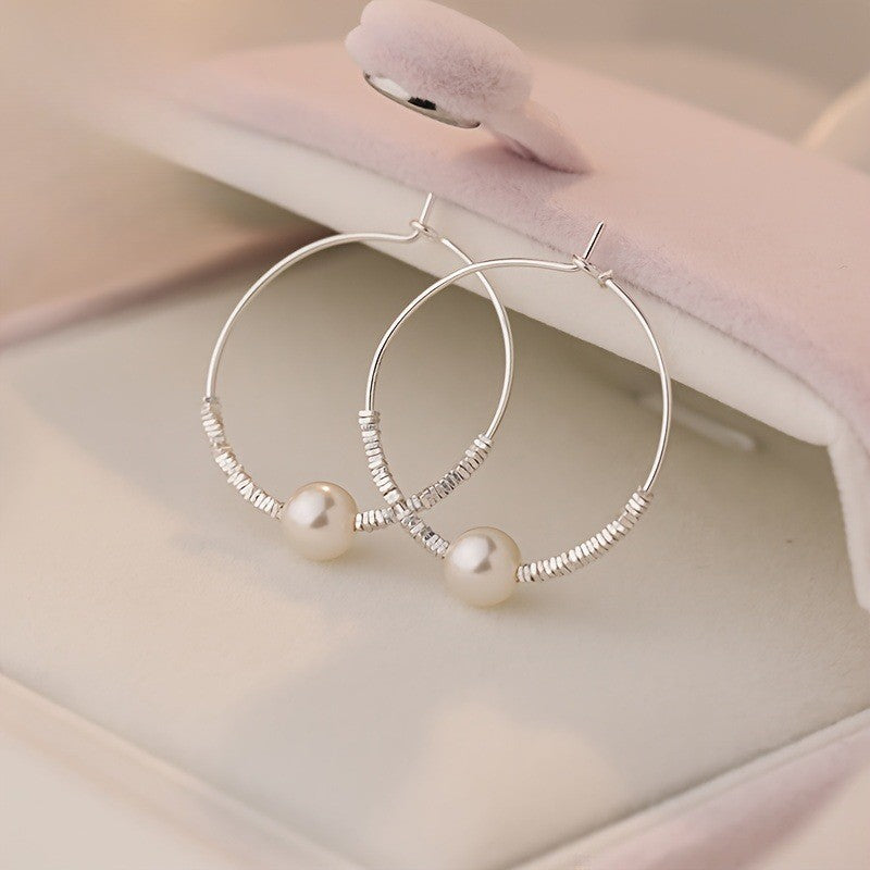 Pearl Beaded Circle Earrings