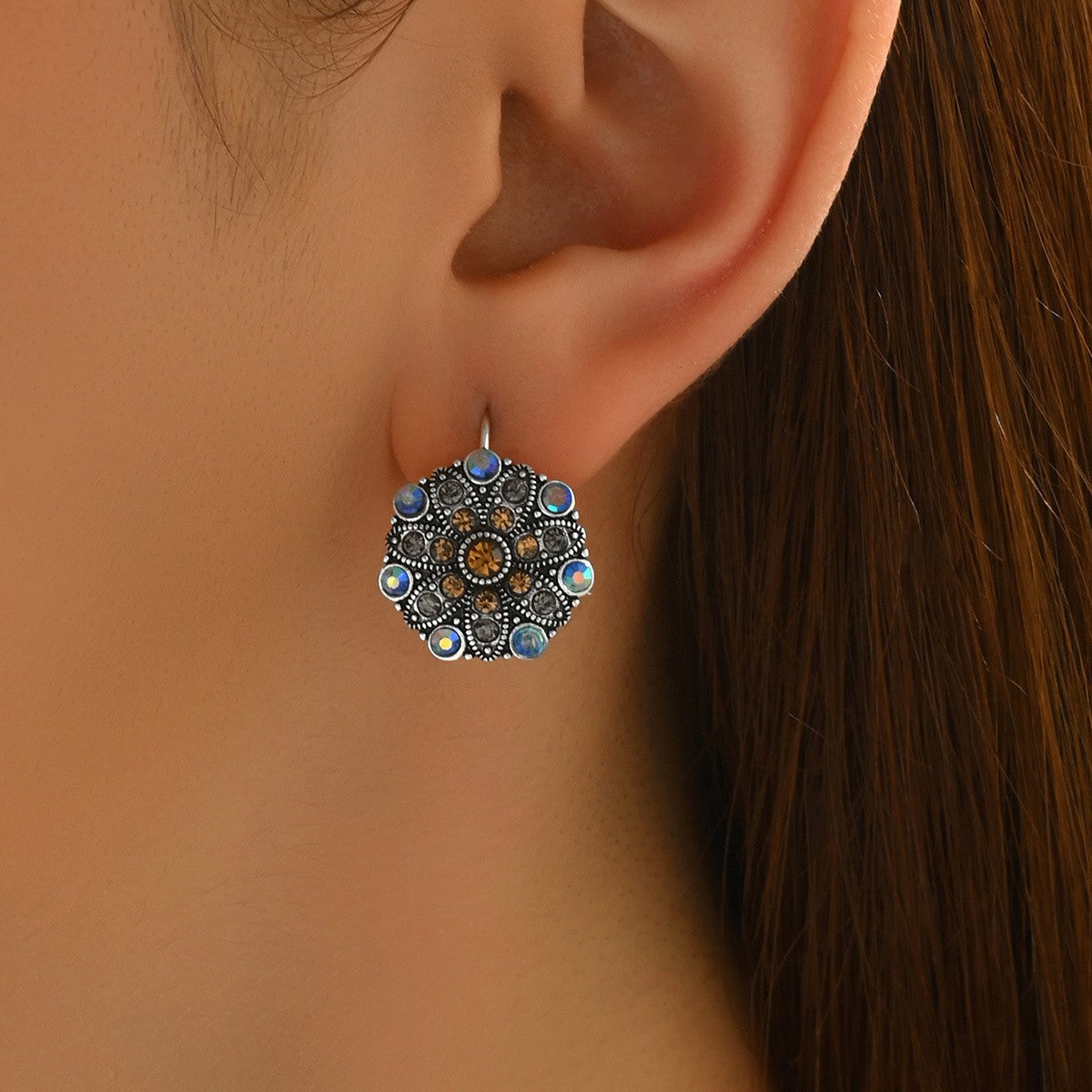 Iridescent Mosaic Disc Earrings