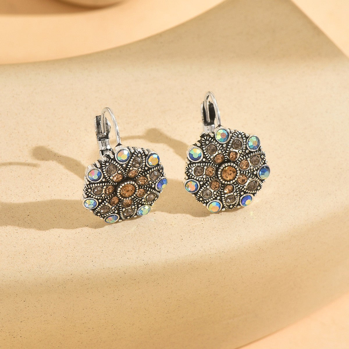 Iridescent Mosaic Disc Earrings