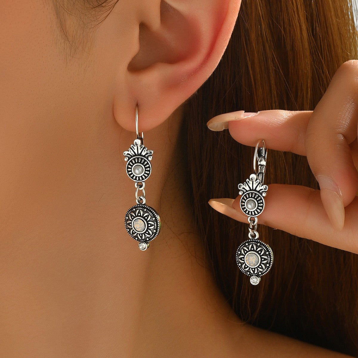 Vintage Medallion Drop Earrings