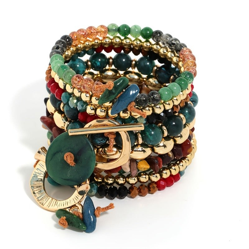 Amber & Gold Toggle Bracelet Set