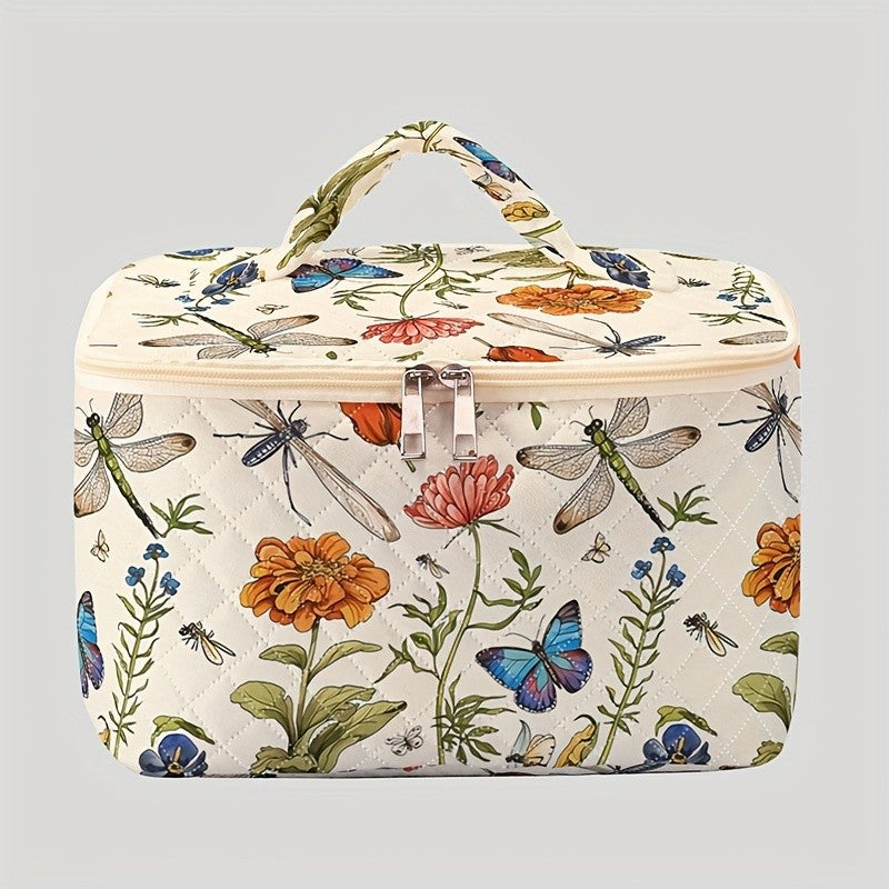 Floral Dragonfly Makeup Bag