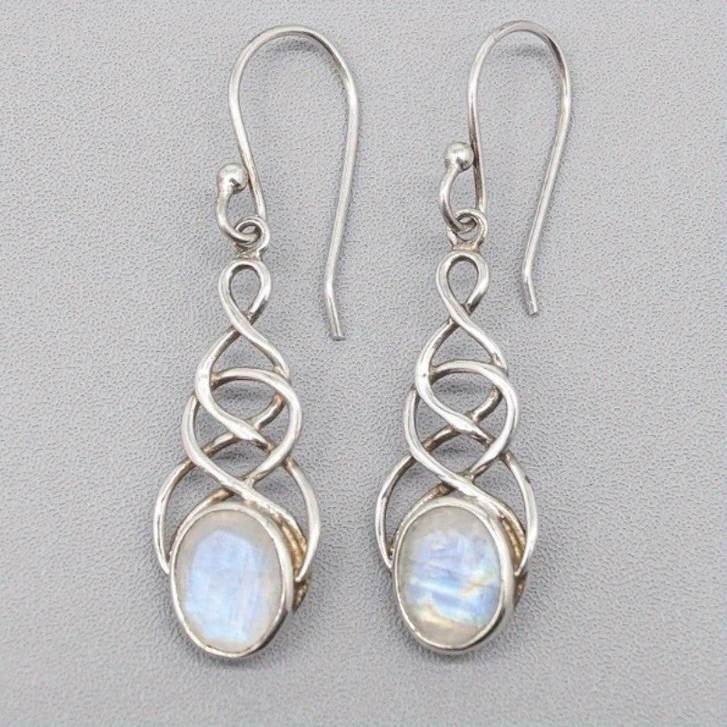 Moonstone Infinity Drop Earrings