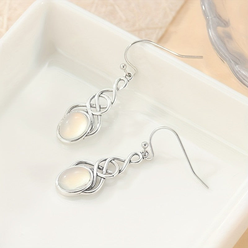 Moonstone Infinity Drop Earrings